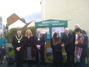 Members of the Parish & County Council and Mr Bob Leighton on right